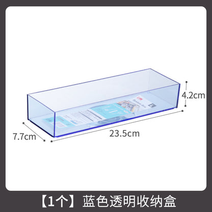 Desktop Storage Box Small Miscellaneous Stationery Sticky Notes Handbook Pencil Transparent Narrow Long Storage Storage Box