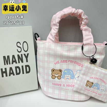 In-Stock New Small Cloth Bag Ins Cute Cartoon Women's Summer Cloth Bag Handbag Casual Tote Bag Upgrade