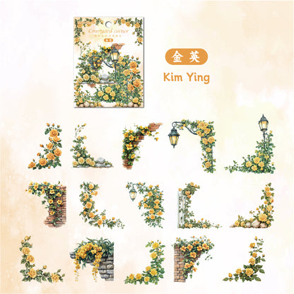 Carefully Selected Retrostory Corner Stickers Ins Style Flower Collage DIY Border Handbook Landscaping Decoration Material Stickers