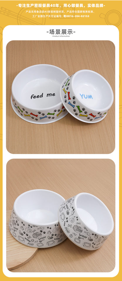 Melamine pet bowl wholesale ins style high-looking dog non-slip rice bowl medium and small dog Teddy golden retriever drop-resistant bowl