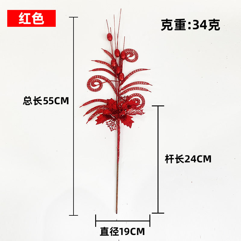 Cross-border sheep Christmas tree corner hollow gold pink flower berry insert simulation beauty leaf Christmas ball gold pink flower ornament