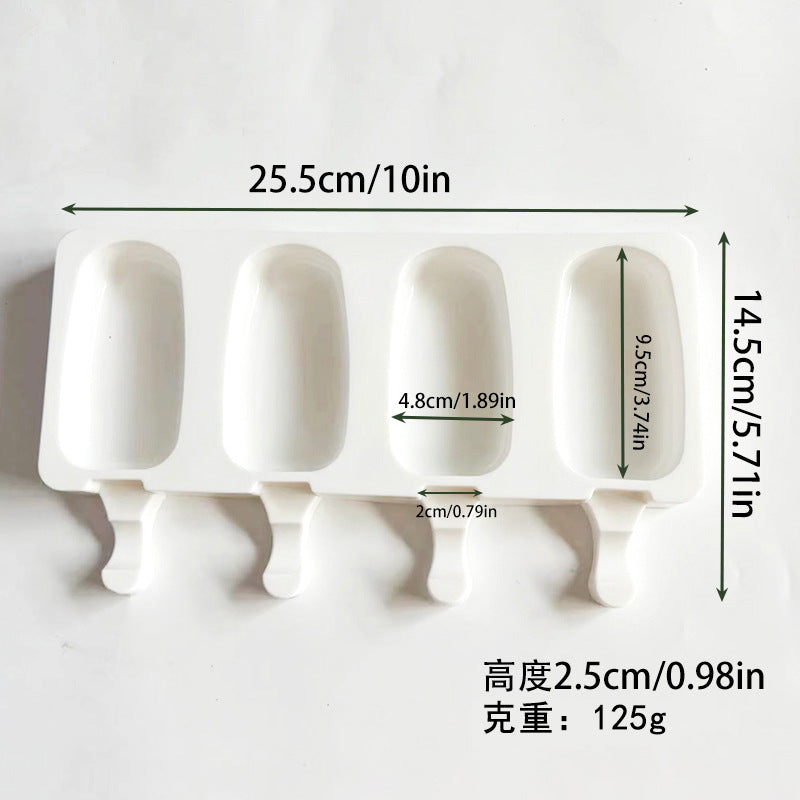 Cross-Border New Oval Ice Cream Mold with Lid, Easy to Release, Cheese Popsicle DIY Home Ice Cream Mold