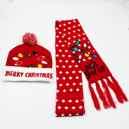 Korean Internet Celebrity Style Snowflake Christmas Hat, Warm and Cold-Proof Women's Knitted Hat with Pom-Pom, Ear-Protecting Yarn Hat, Light Luxury Style