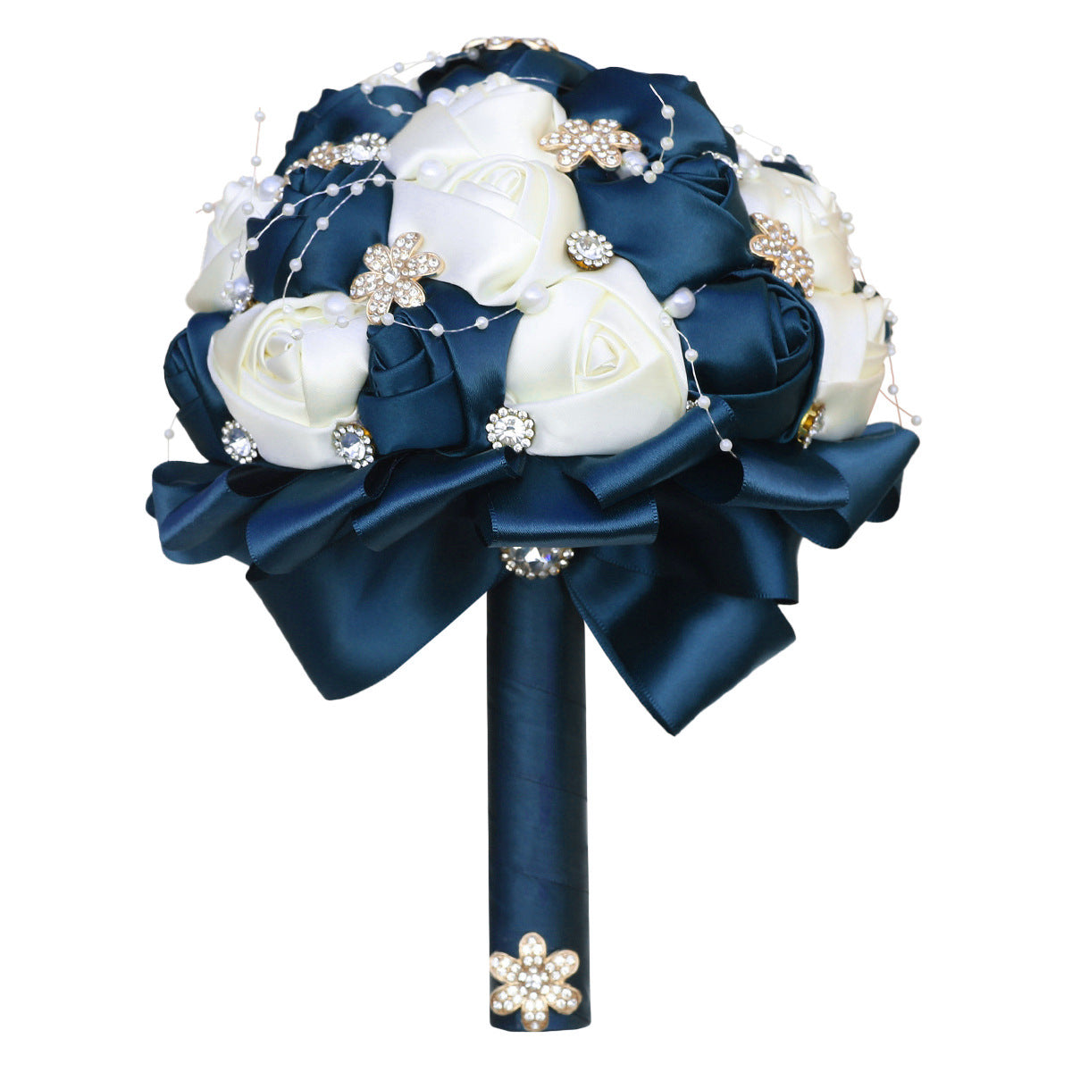 Amazon Supply Dark Green Bride Bridesmaid Simulated Satin Rose Bouquet Church Wedding Supplies Wholesale