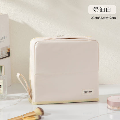 Vertical Cosmetic Bag, Large Capacity, Women's Pencil Case, Travel Pu Waterproof, Can Be Hung on Luggage, Makeup Brush Storage Bag