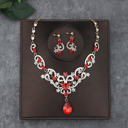 Korean Bride Necklace Earrings Two-piece Decorations Wedding Yarn Wedding Jewelry Wedding Accessories Dance Studio