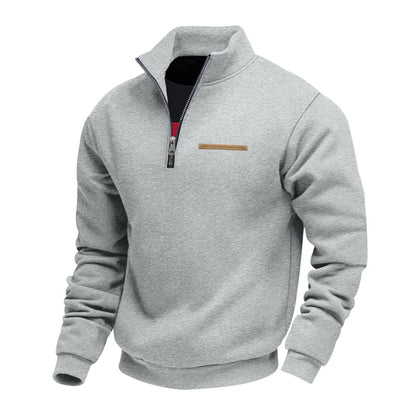 Cross-Border American Style Autumn and Winter Heavyweight Fleece Long-Sleeve Men's Sweatshirt with Half-Zip, Loose Fit, Stand Collar, Pullover Men's Sweatshirt