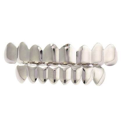 European and American Hot Selling Hiphop Hip-Hop Gold Braces Upper Teeth 8 Lower Teeth 8 Teeth Braces Cross-Border Glossy Braces