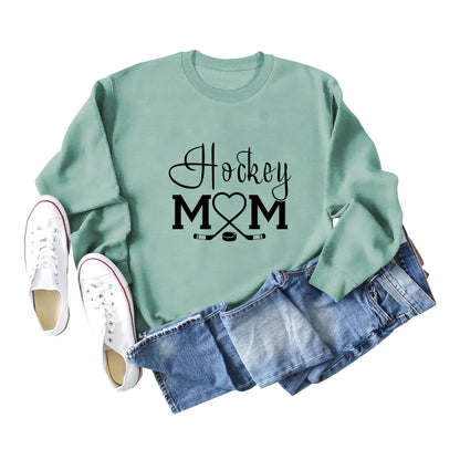 Amazon Wish Independent Station Fashionable Simple Hockey Mom Letter Fun Printed Women's Casual Sweatshirt