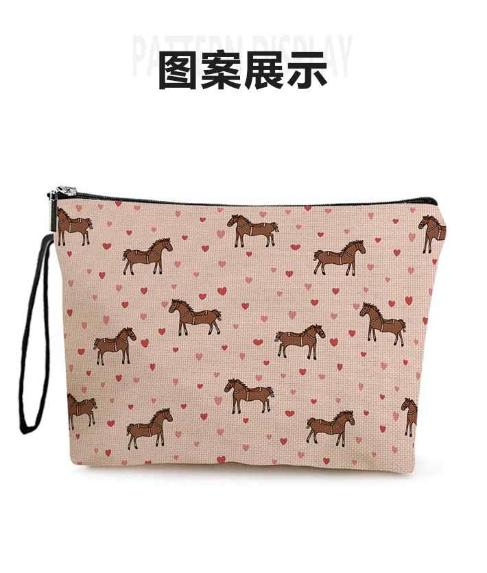New Temu Pony Makeup Bag, Home Zipper Toiletry Bag, Women's Lipstick Makeup Bag, Multi-Functional Storage Bag