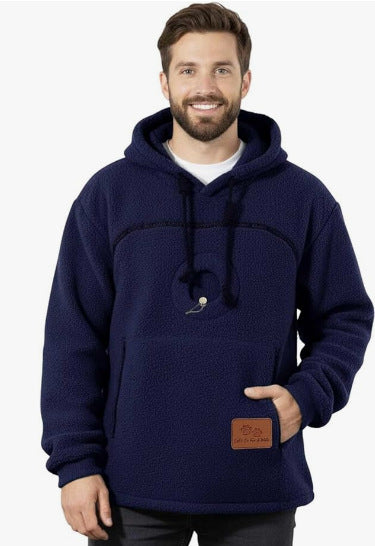 2025 New European and American Polar Fleece Pet-In-One Men's and Women's Trendy Hooded Loose Casual Warm Sweatshirt