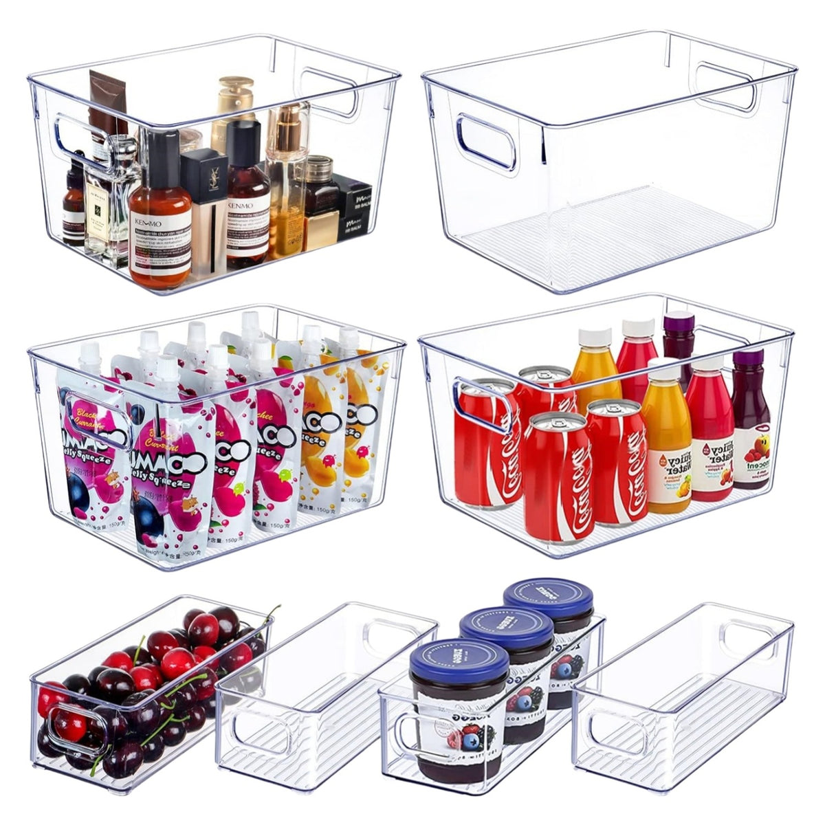 Transparent Storage Box Desktop Kitchen Cabinet Drawer Refrigerator Storage Box Acrylic Snacks Portable Storage Basket
