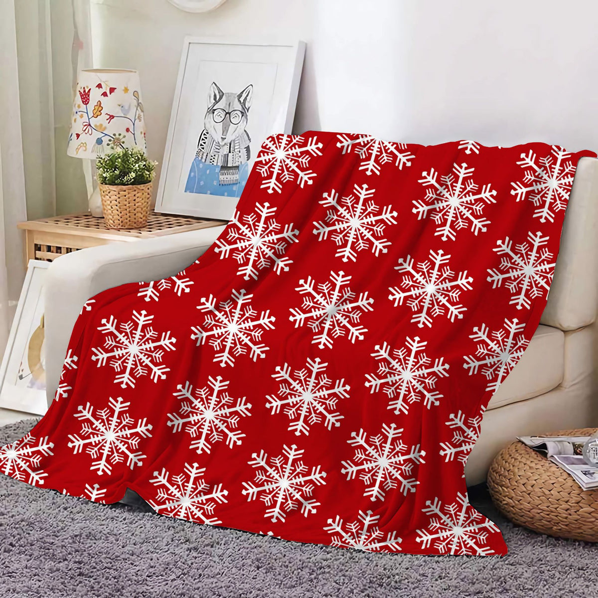 Christmas Decoration Blanket Holiday Blanket Red Festive Blanket Christmas Tree Polo Sofa Blanket Flannel Blanket