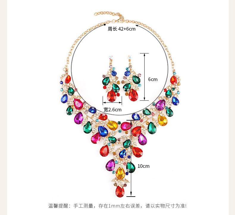 Source Factory European and American Accessories Exaggerated Retro Necklace suit Women Luxury Crystal Banquet Dress Accessories Collarbone Chain