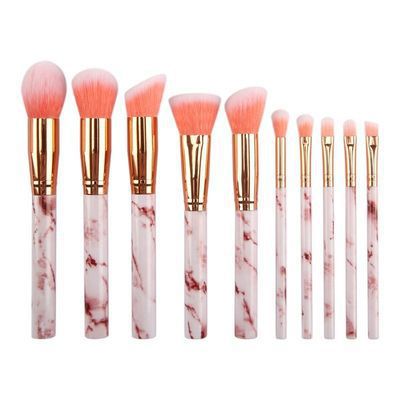 Marble makeup brush wholesale powder brush blush eye shadow brush full set of beauty tools 10 sets of brush bag beauty brush