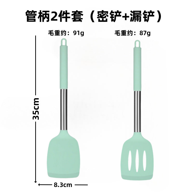 Silicone Frying Shovel Non-Stick Pan Frying Fish Shovel Leakage Shovel Household Kitchen Cooking Tools All-in-One Silicone Slant Leakage Shovel