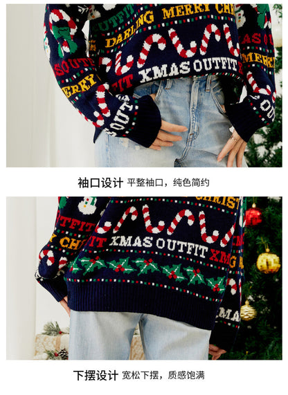 Foreign Trade Amazon Europe and America Loose Knitwear Autumn and Winter Christmas Tree Crewneck Sweater Snowman Sequins Christmas Sweater