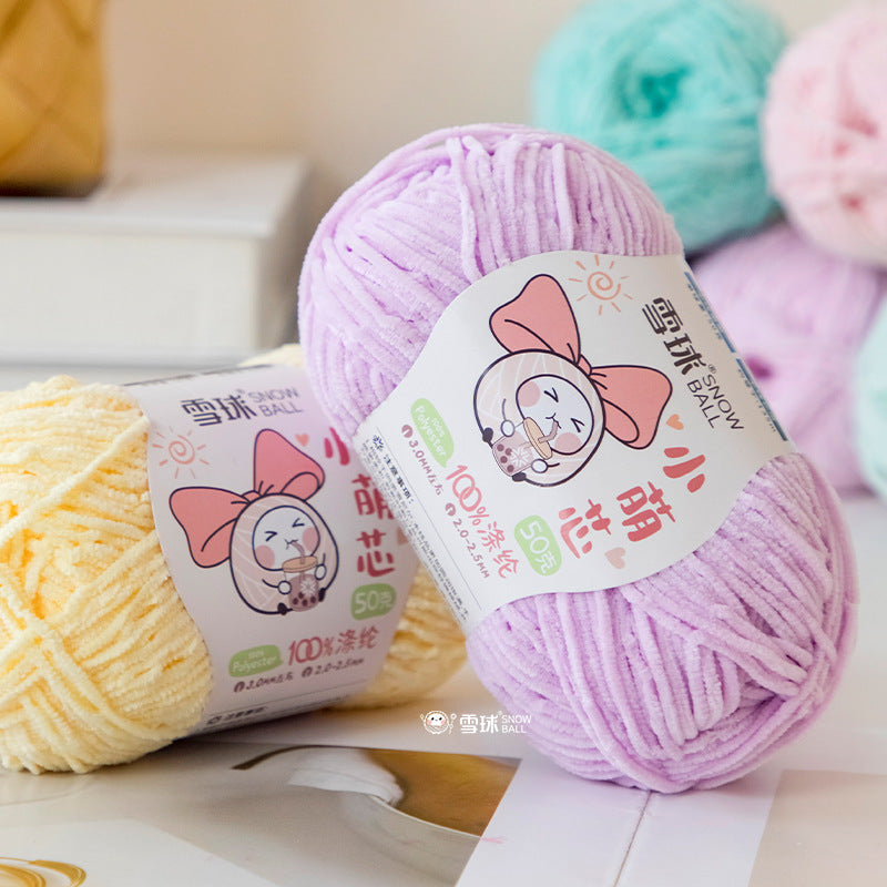 Snowball Macey Core Matte Chenille Fine Wool DIY Handmade Knitted Doll Scarf Hat Hair Accessories Crochet
