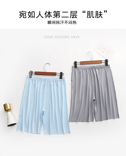 Ice Silk Pajamas Men's Summer Home Shorts Ultra-Thin Breathable Silk Home Pants Large Size Five-Point Pants Can Be Worn Outside