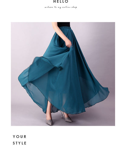 720 Degree Double Layer Large Swing Skirt Chiffon Classical Dance Ethnic Dance Skirt Dance Long Skirt Square Dance Practice Xinjiang Dance