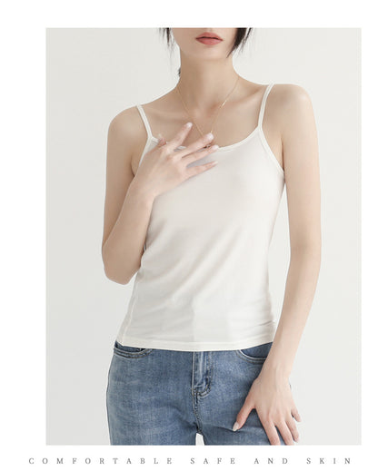 Factory Direct Sales Spring and Summer Versatile Camisole Women's Simple Solid Color Slim Elastic Bottoming Shirt Wholesale Dropshipping