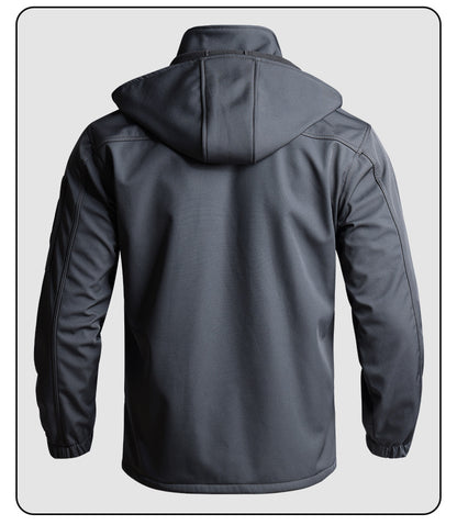 Men's Autumn and Winter Fleece-Lined Thickened Softshell Tactical Outdoor Sports Workwear Suit, Waterproof and Windproof