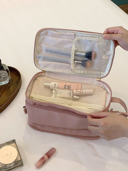 Giant Makeup Bag for Women, Large Capacity Travel Makeup Brush Bag, Toiletries Storage Bag, Chain Design, Waterproof