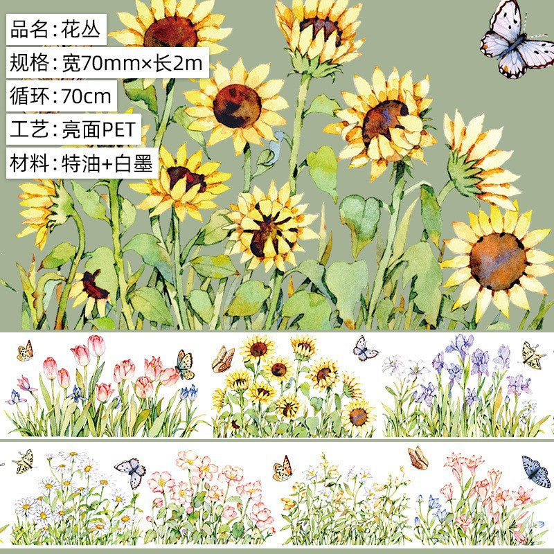 New pet Journal tape flower special material autumn letter simple full roll material shell optical flow hemp Journal tape