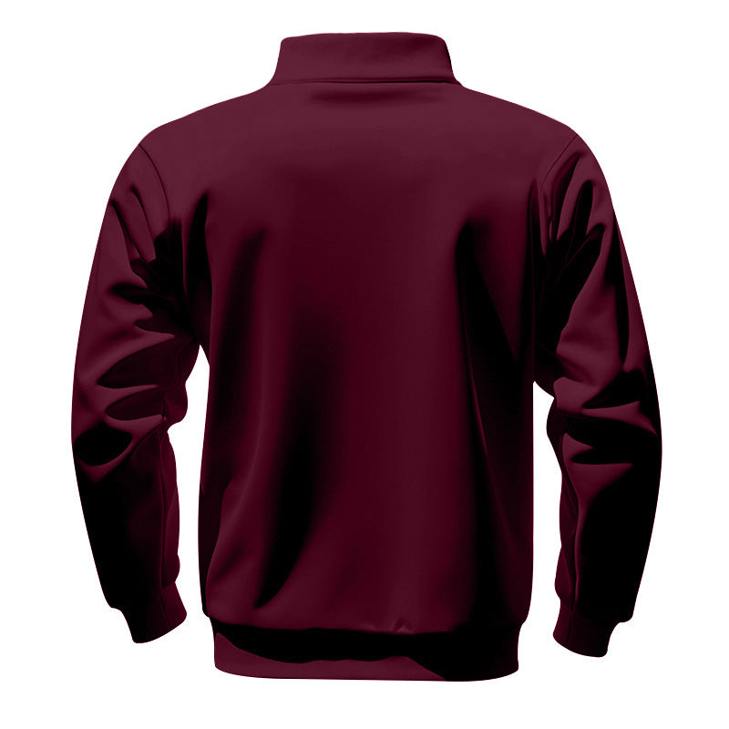 Cross-Border American Style Autumn and Winter Heavyweight Fleece Long-Sleeve Men's Sweatshirt with Half-Zip, Loose Fit, Stand Collar, Pullover Men's Sweatshirt