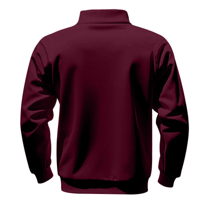 Cross-Border American Style Autumn and Winter Heavyweight Fleece Long-Sleeve Men's Sweatshirt with Half-Zip, Loose Fit, Stand Collar, Pullover Men's Sweatshirt