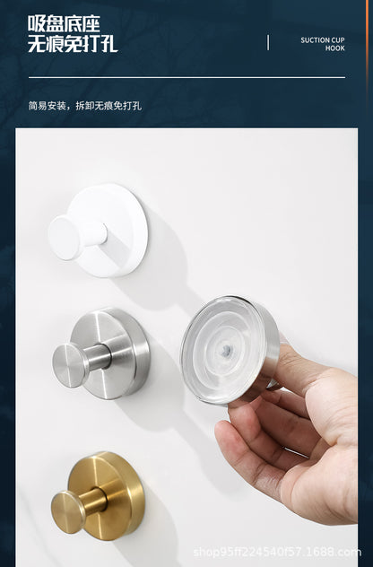 Cross-Border Stainless Steel Vacuum Suction Cup Hooks, No-Drill Bathroom Hooks, Kitchen Hooks, Towel Hooks, Clothes Hooks Wholesale