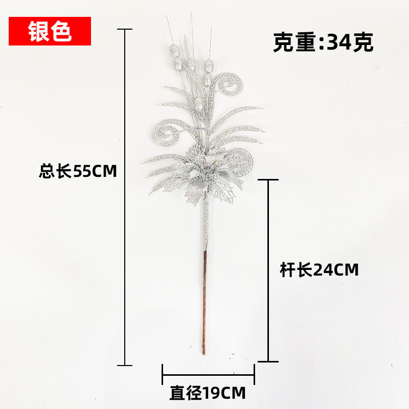 Cross-border sheep Christmas tree corner hollow gold pink flower berry insert simulation beauty leaf Christmas ball gold pink flower ornament