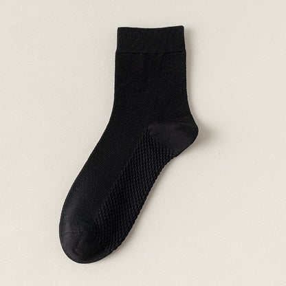 Zhuji socks men's mid-tube socks summer ultra-thin deodorant summer business spring and summer mesh stockings breathable sweat absorption