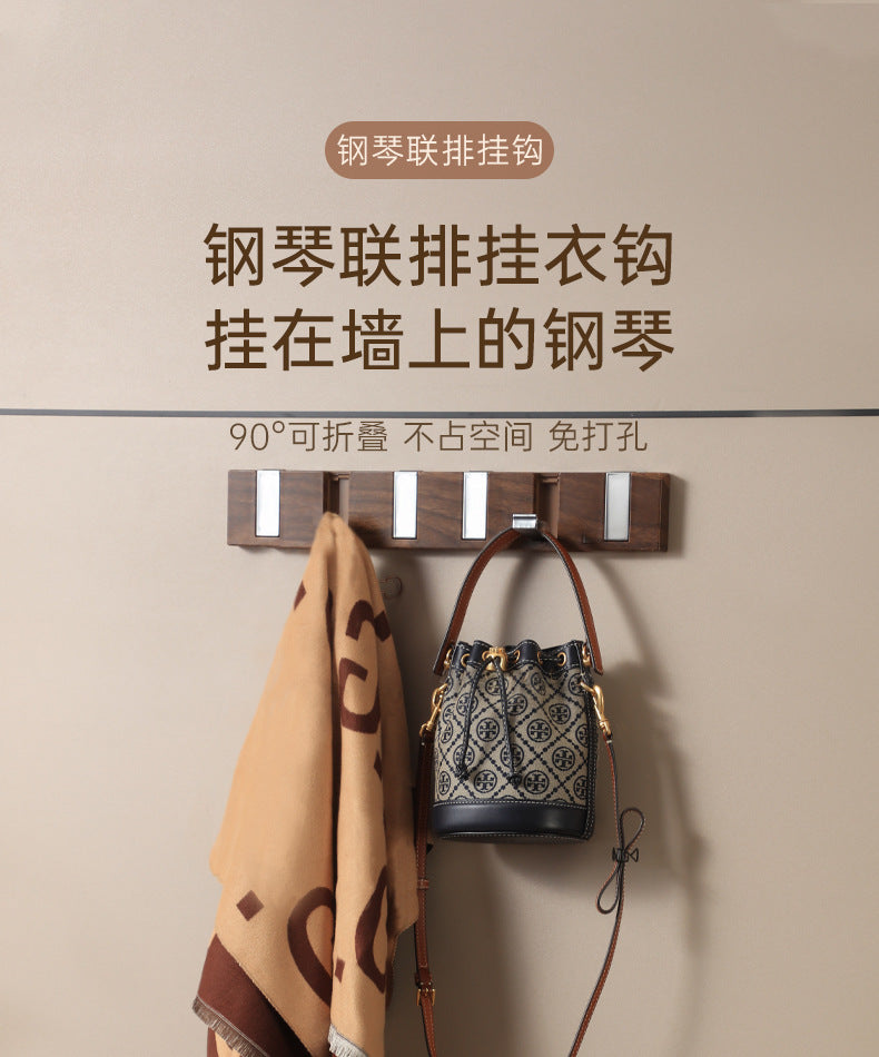 Door Hook Punch-free Clothes Bag Storage Rack Bedroom Door Wood Grain Clothes Hook Storage Door Hanger