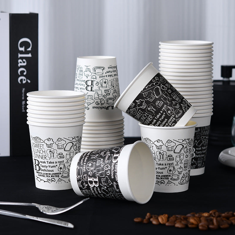 Cartoon Paper Cup Disposable Thickeneded Food Grade Household Hot and Cold Drink Coffee Cup Commercial Wholesale Hospitality Tea Cup