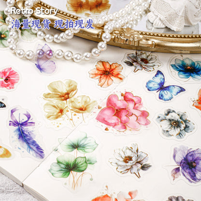 Retrostory Glass Petal Series Pet Notebook Base Decorative Sticker Paper Package Creative Scene Landscaping Sticker