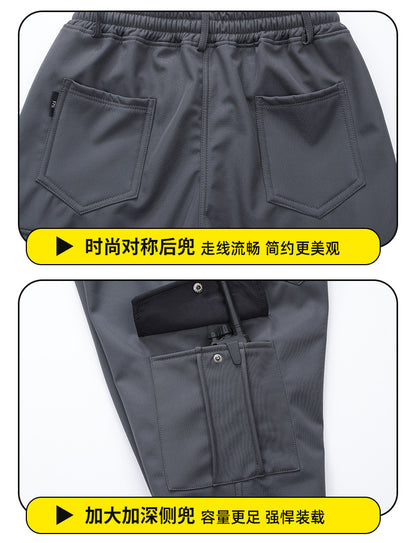 Men's Autumn and Winter Fleece-Lined Thickened Softshell Tactical Outdoor Sports Workwear Suit, Waterproof and Windproof