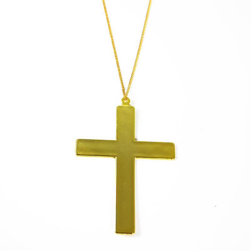 Golden Cross Priest and Nun Pendant Cross-Border Halloween Pendant Halloween Limited Edition Jewelry Necklace