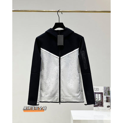 2024 Spring and Autumn Casual Sports Cotton Air Layer Hooded Zipper Cardigan Men's Jacket 490 Coat