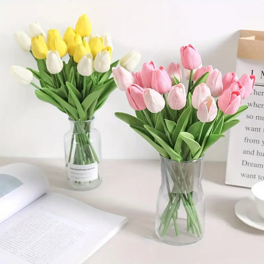 Pu Mini Tulip Artificial Flower Bouquet Cross-Border Artificial Flower Home Decoration Photo European Style Ornaments Factory Direct Sale