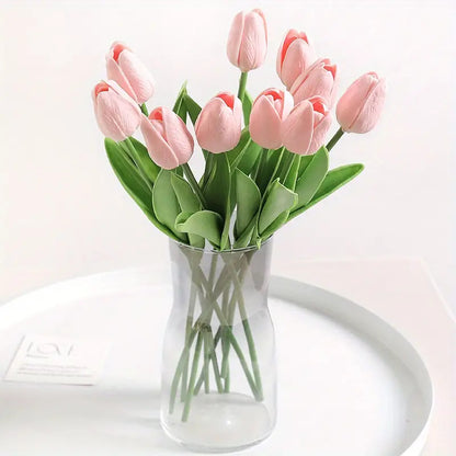 Pu Mini Tulip Artificial Flower Bouquet Cross-Border Artificial Flower Home Decoration Photo European Style Ornaments Factory Direct Sale