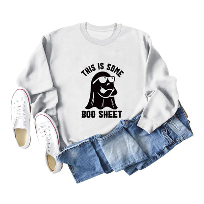 Women's Letter Printed Sweatshirt Cross-Border European and American Fashion Letter Women's Clothing 3D Printed Round Neck Sweatshirt