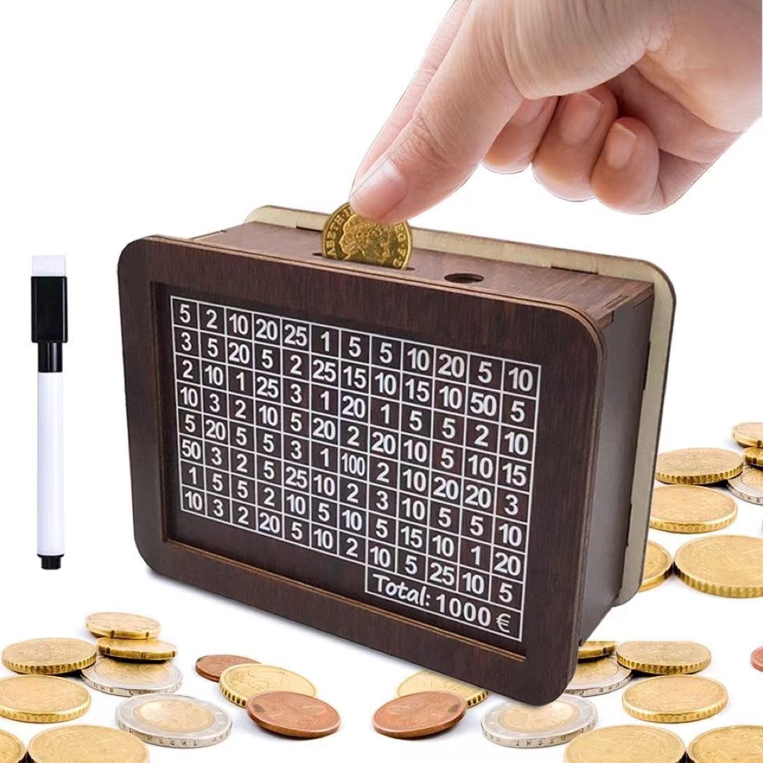 Cross-border Explosions Money Box With Counter Retro Creative Reusable Wooden Piggy Bank