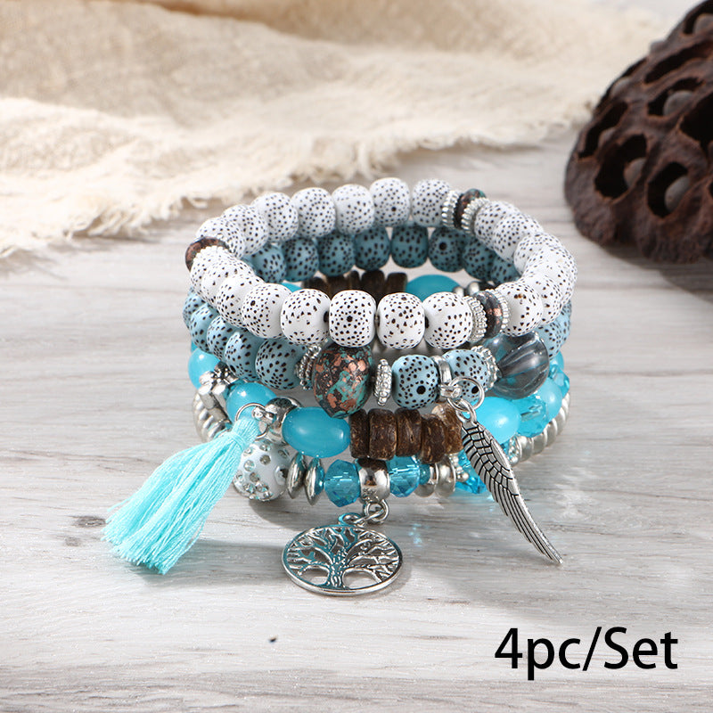 European and American Cross-Border Hot-Selling New Bohemian Bracelets Creative Tassel Multi-Layer Beaded Bracelets Fashion Jewelry