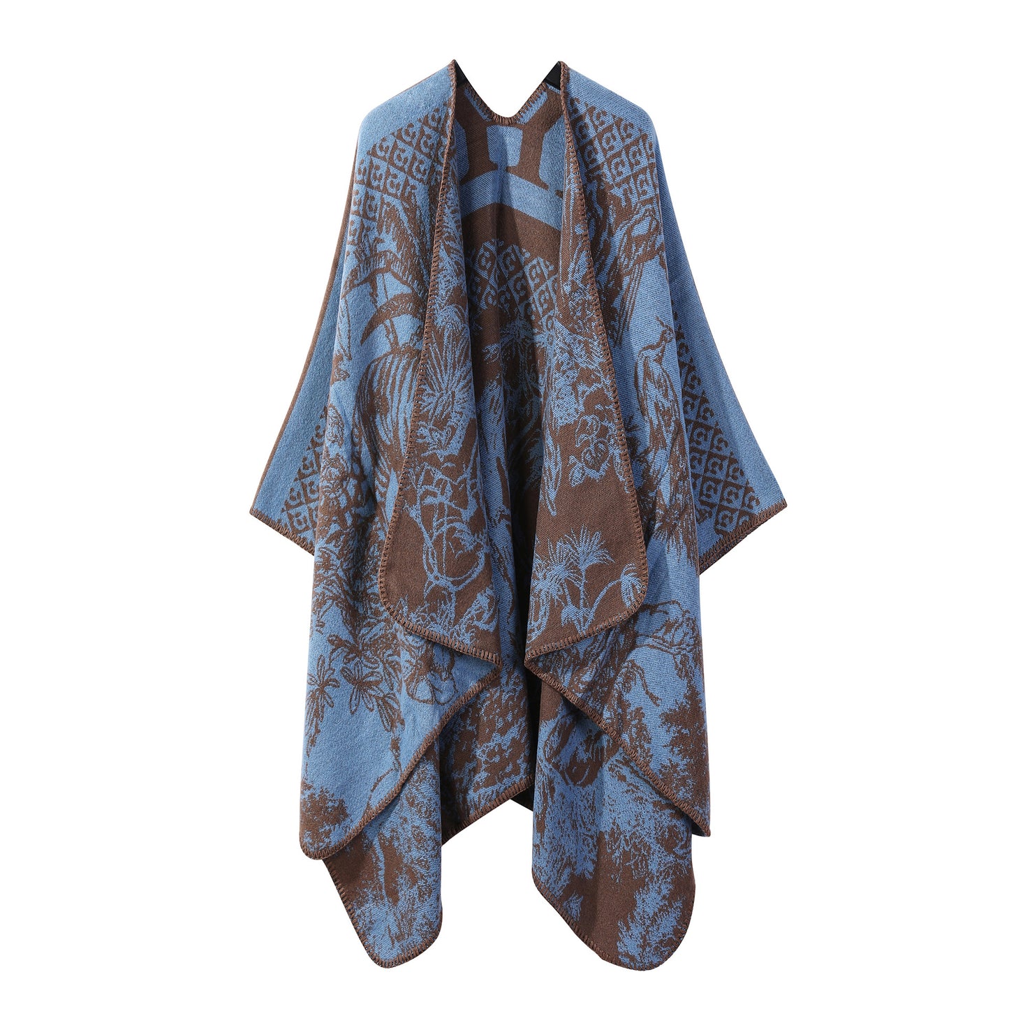 Jiangnan Watertown Knitted Shawl High-end Ethnic Style Cloak Western Sichuan Yunnan Travel Wear Imitation Cashmere Cape Women