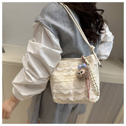 High-Looking and Large-Capacity Women's Small Square Bag 2025 Summer New Fashion Cute Lace Armpit Bag Commuter Shoulder Bag