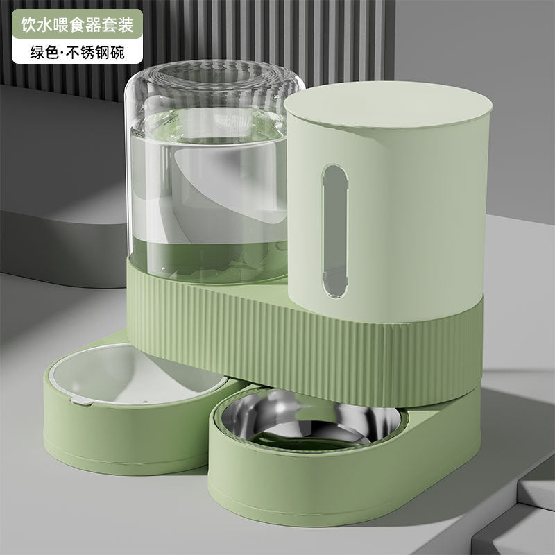 Pet Automatic Drinking Water Feeder Integrated Cat Bowl Dog Bowl Water Dispenser Large Capacity Rotatable Combination Bowl Food Bowl