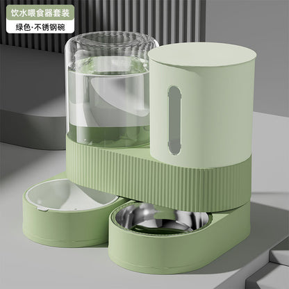 Pet Automatic Drinking Water Feeder Integrated Cat Bowl Dog Bowl Water Dispenser Large Capacity Rotatable Combination Bowl Food Bowl