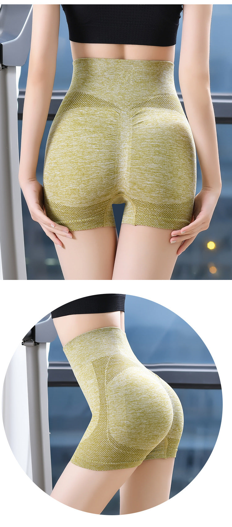 Extra Fat and Enlarge Cross-Border Smiling Face Honey Buttocks Women's High-Waisted Quick-Drying Seamless Tight-Fitting Three-Point Fitness Pants Sports Yoga Shorts