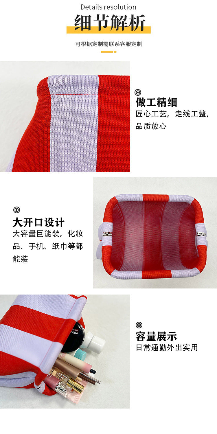 Cross-Border Dropshipping Knitted Bag Striped Clutch Bag for Women Fly-Knit Cloud Versatile Stylish Portable Makeup Bag Large Capacity